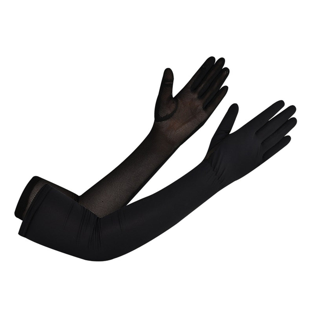 1 Pair Silicone Anti-slip Palm Flip Fingertip Long Arm Sleeves Solid Color Anti-UV High Elasticity Image 2