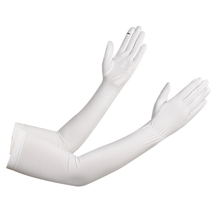 1 Pair Silicone Anti-slip Palm Flip Fingertip Long Arm Sleeves Solid Color Anti-UV High Elasticity Image 3