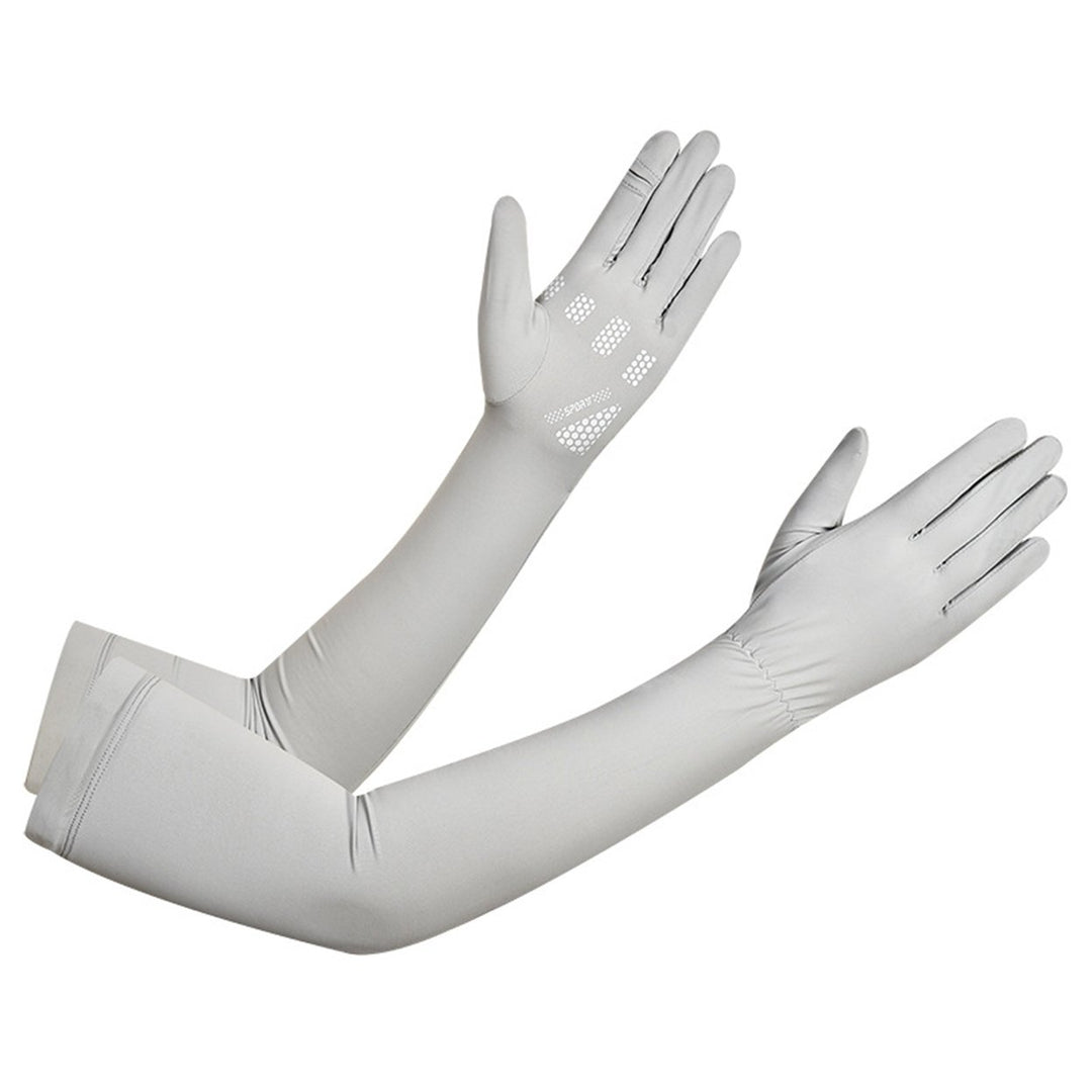 1 Pair Silicone Anti-slip Palm Flip Fingertip Long Arm Sleeves Solid Color Anti-UV High Elasticity Image 1