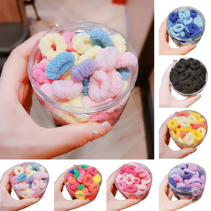 100Pcs Hair Band Boxed High Elastic Assorted Small Reusable Soft Candy Color Women Girls Hair Tie Ponytail Holder Home Image 1