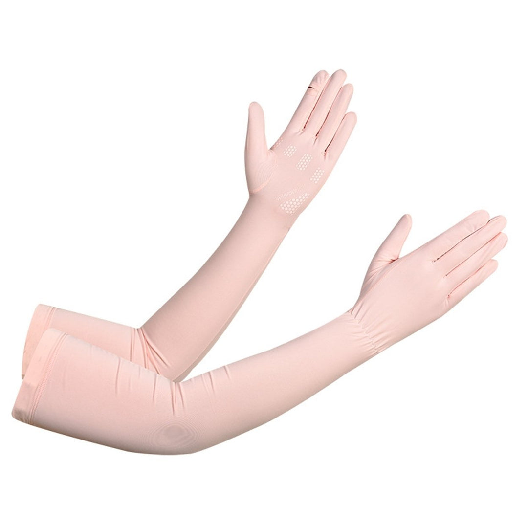 1 Pair Silicone Anti-slip Palm Flip Fingertip Long Arm Sleeves Solid Color Anti-UV High Elasticity Image 4
