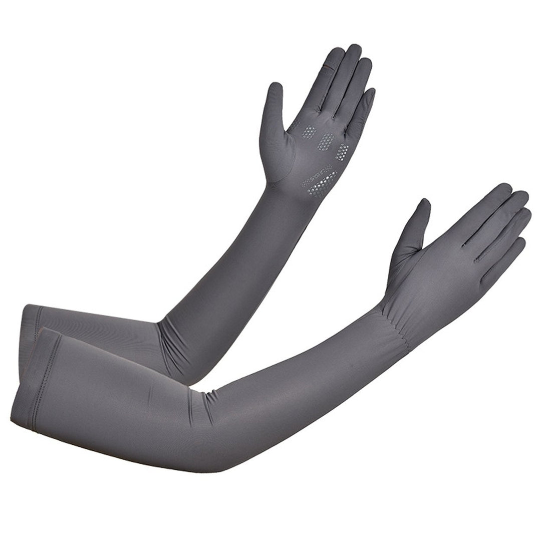 1 Pair Silicone Anti-slip Palm Flip Fingertip Long Arm Sleeves Solid Color Anti-UV High Elasticity Image 6