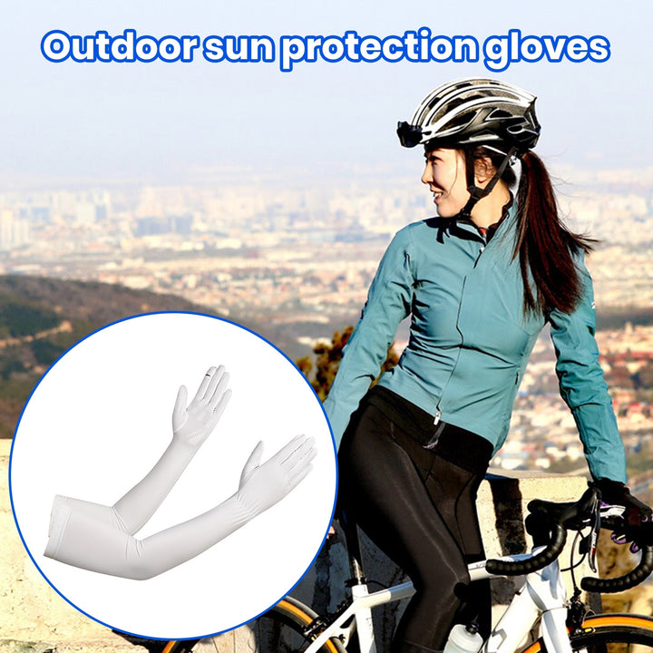 1 Pair Silicone Anti-slip Palm Flip Fingertip Long Arm Sleeves Solid Color Anti-UV High Elasticity Image 7
