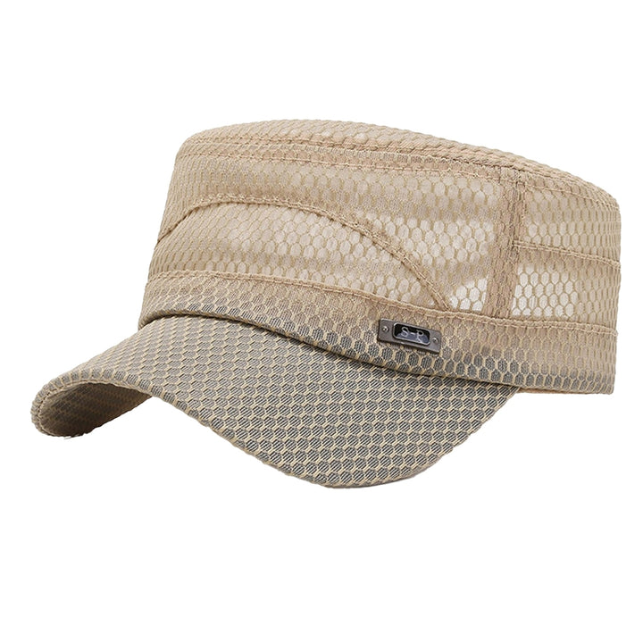 Beach Hat Flat Top Large Brim Full Mesh Casual Adjustable Buckle Casual Breathable Sunscreen Military Hat Outdoor Image 3