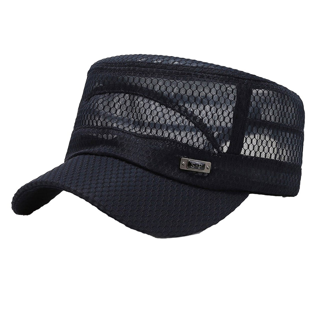 Beach Hat Flat Top Large Brim Full Mesh Casual Adjustable Buckle Casual Breathable Sunscreen Military Hat Outdoor Image 1