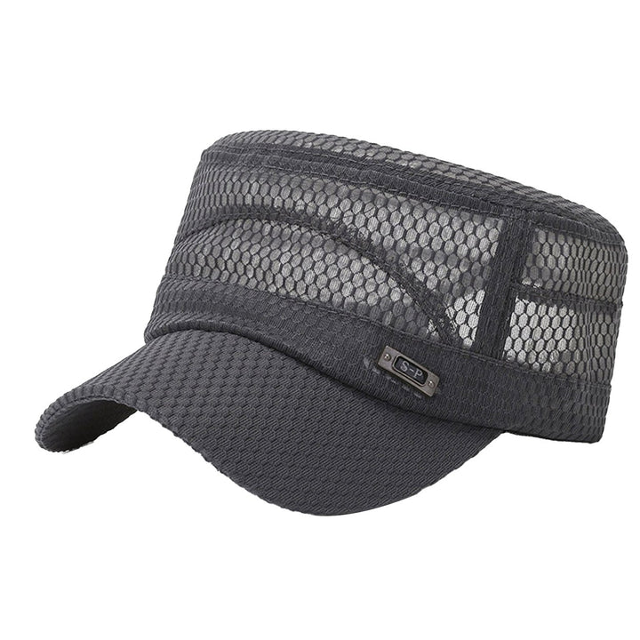 Beach Hat Flat Top Large Brim Full Mesh Casual Adjustable Buckle Casual Breathable Sunscreen Military Hat Outdoor Image 1