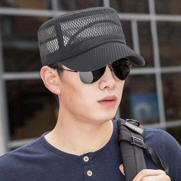 Beach Hat Flat Top Large Brim Full Mesh Casual Adjustable Buckle Casual Breathable Sunscreen Military Hat Outdoor Image 7