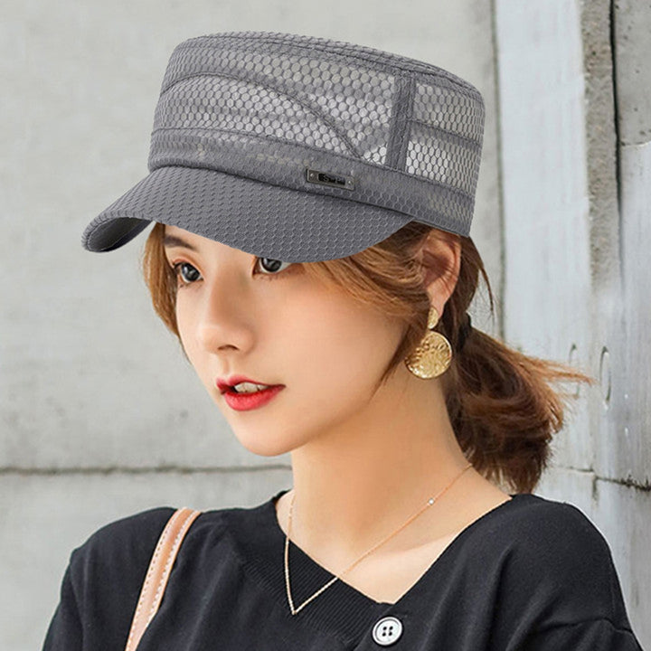 Beach Hat Flat Top Large Brim Full Mesh Casual Adjustable Buckle Casual Breathable Sunscreen Military Hat Outdoor Image 8