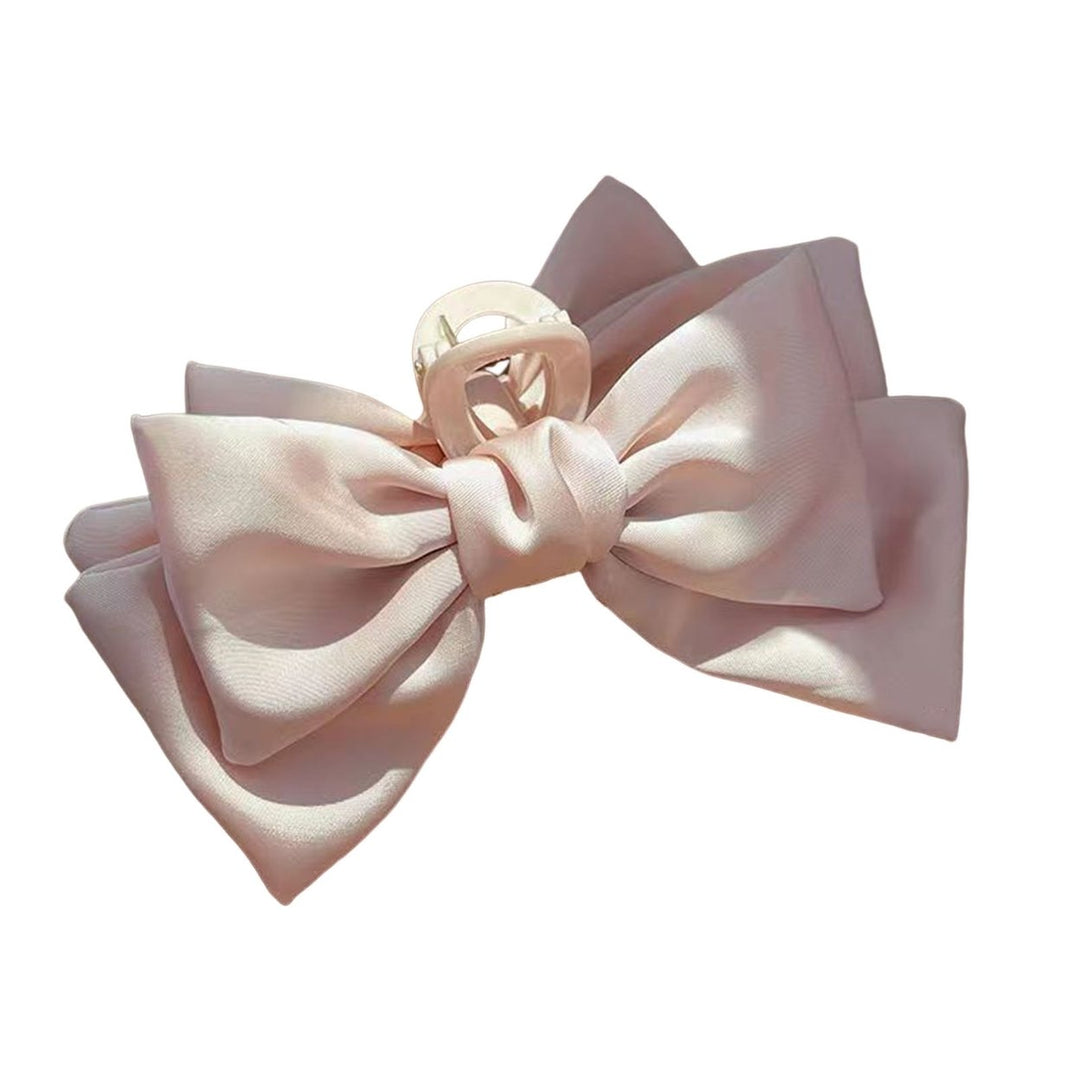 Women Hair Claw Anti-slip Elastic Spring Strong Claw Big Bow-knot Double Layers Hair Decoration Solid Color Princess Image 4