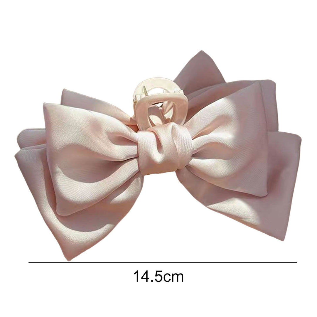 Women Hair Claw Anti-slip Elastic Spring Strong Claw Big Bow-knot Double Layers Hair Decoration Solid Color Princess Image 9