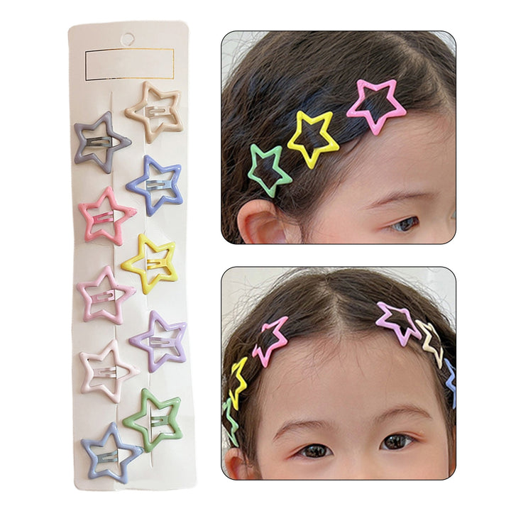 10Pcs Candy Color Elastic Anti-slip Girl Hairpin Sweet Beautiful Cute Cartoon Heart Star Shape BB Bang Clips Hair Image 7