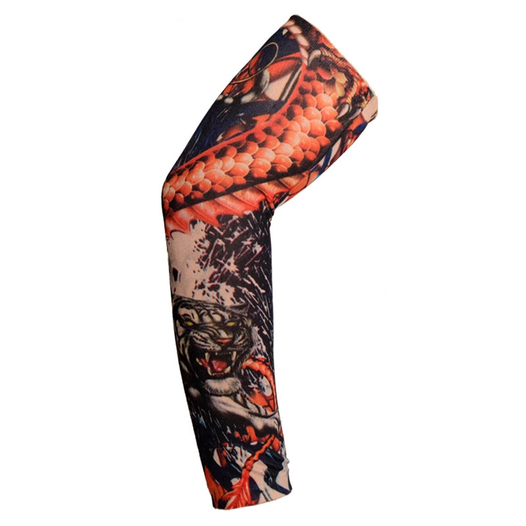 1 Pc Cycling Arm Sleeve Comfortable Anti-UV Tattoo Pattern Breathable Sunscreen Sun Protection High Image 3
