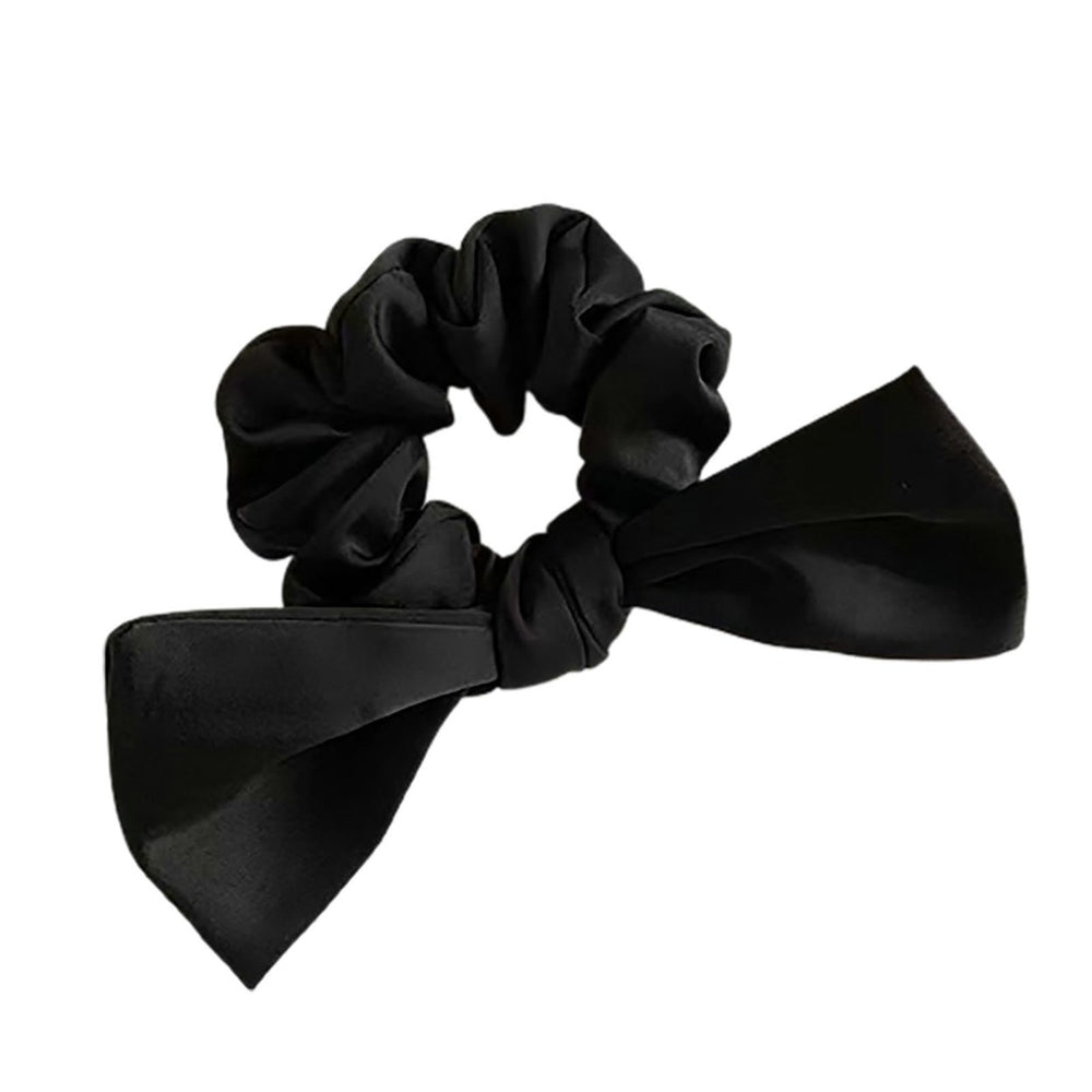 Sweet Bowknot Hair Scrunchie Solid Color Elegant High Elasticity Anti-slip Hair Accessories Adults Hair Tie Band Image 2