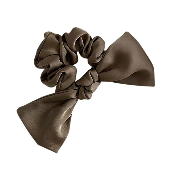 Sweet Bowknot Hair Scrunchie Solid Color Elegant High Elasticity Anti-slip Hair Accessories Adults Hair Tie Band Image 3