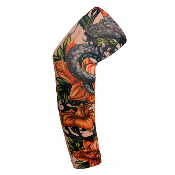 1 Pc Cycling Arm Sleeve Comfortable Anti-UV Tattoo Pattern Breathable Sunscreen Sun Protection High Image 9