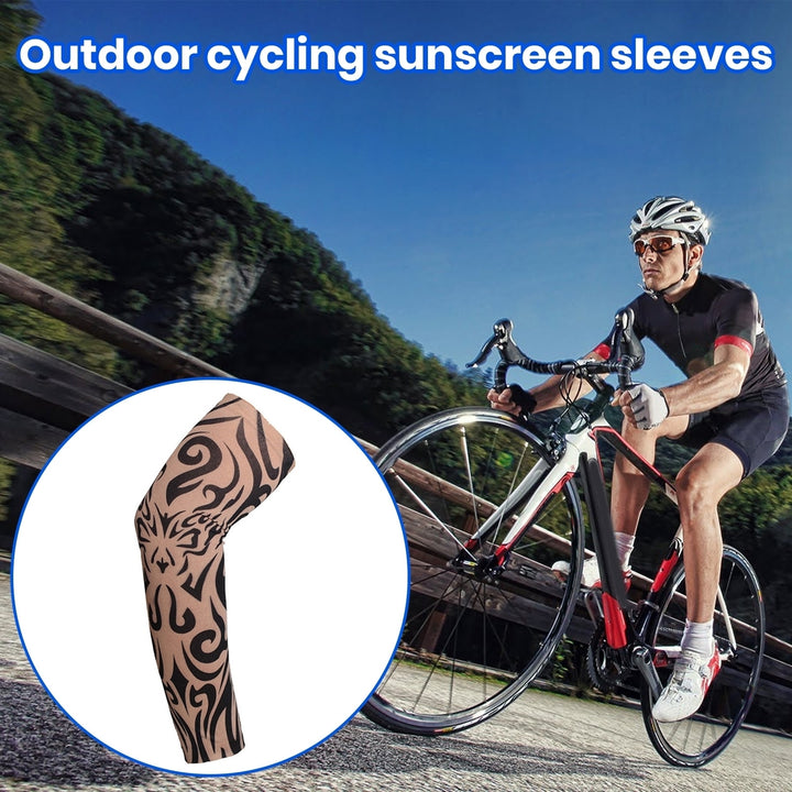 1 Pc Cycling Arm Sleeve Comfortable Anti-UV Tattoo Pattern Breathable Sunscreen Sun Protection High Image 12