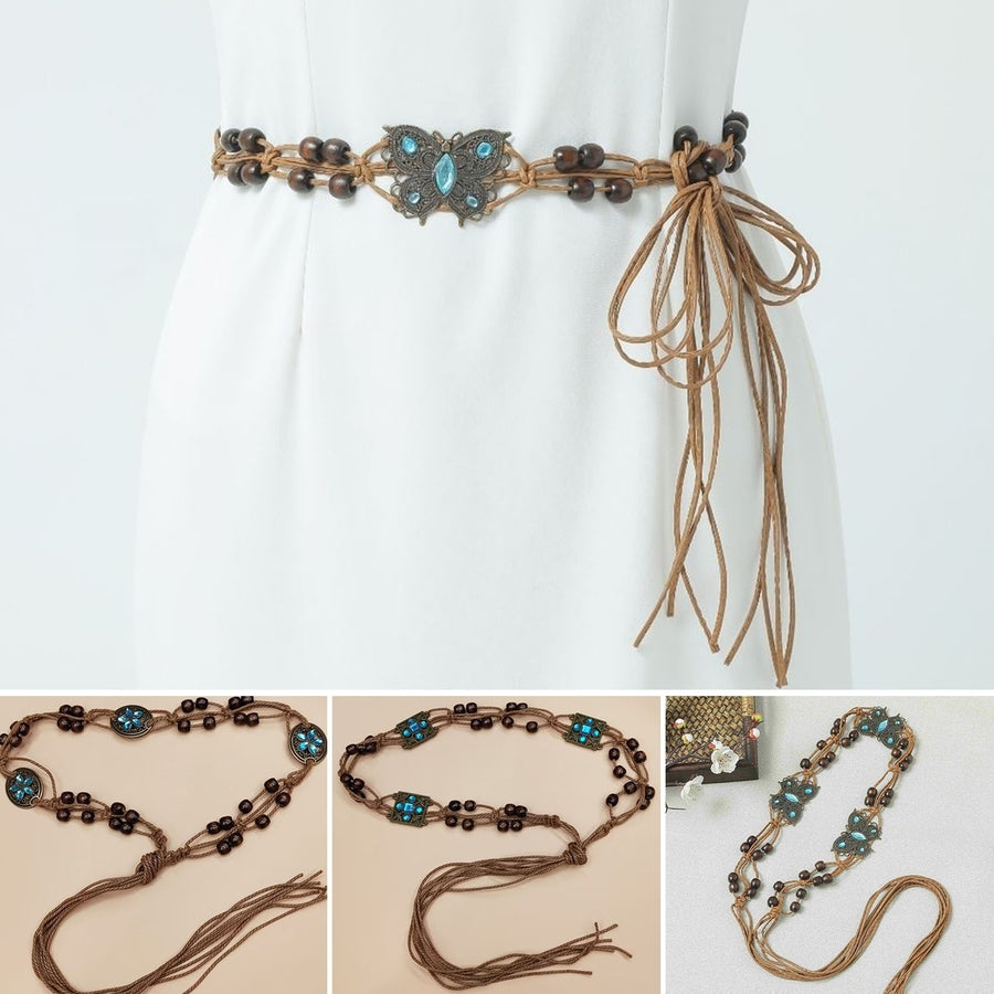 Woven Belt Bohemian Ladies Beaded Waist Belt Adjustable Decorative Waistband Women Casual Waist Chain Daily Wear Image 1