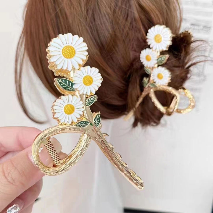 Flowers Hollow Metal Hair Claw Elegant Tulip Shark Hair Clip Spring Design Strong Holding Non-slip Girl Ponytail Image 12