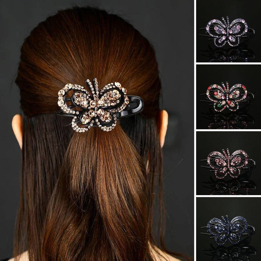 Rhinestone Butterflies Hair Clip 3 Claws Luxury Elegant Hairstyle Decoration Non-slip Women Duck Billed Clamp Fashion Image 1