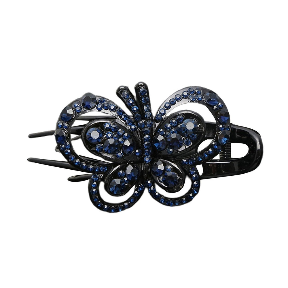 Rhinestone Butterflies Hair Clip 3 Claws Luxury Elegant Hairstyle Decoration Non-slip Women Duck Billed Clamp Fashion Image 2