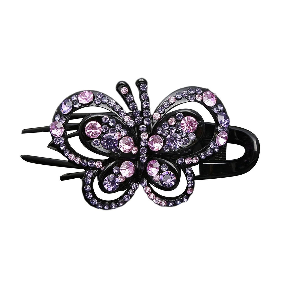 Rhinestone Butterflies Hair Clip 3 Claws Luxury Elegant Hairstyle Decoration Non-slip Women Duck Billed Clamp Fashion Image 3