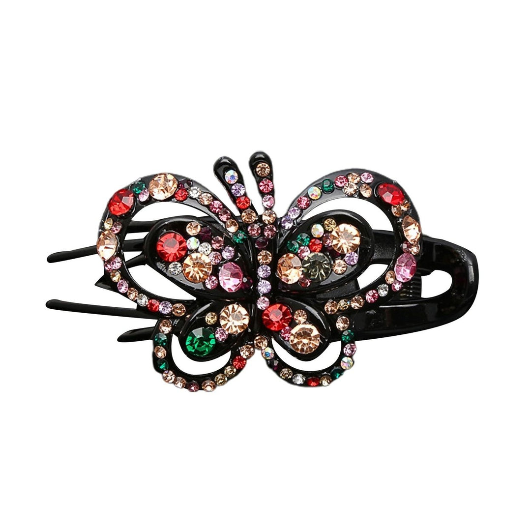 Rhinestone Butterflies Hair Clip 3 Claws Luxury Elegant Hairstyle Decoration Non-slip Women Duck Billed Clamp Fashion Image 4