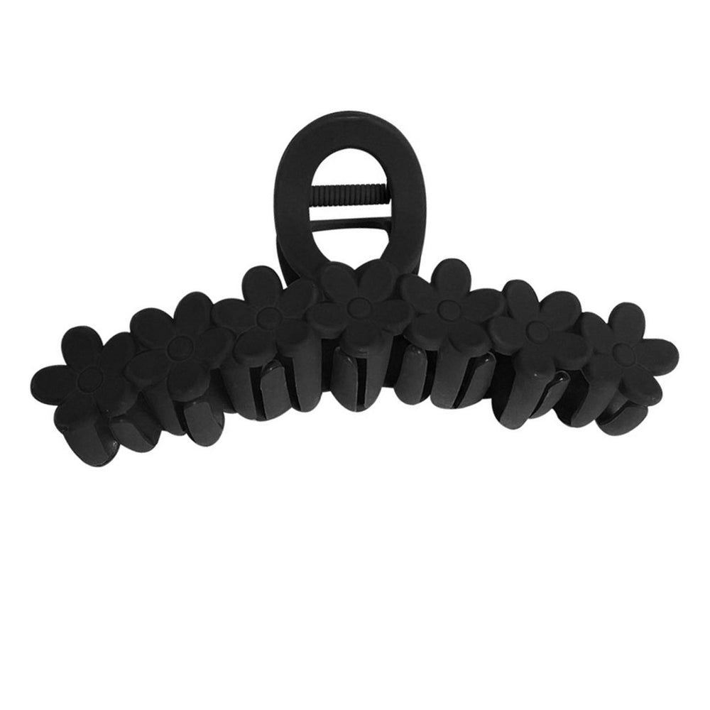 Women Hair Claw Solid Color Anti-slip Flower Decor Cross Teeth Sturdy Hair Decoration Hair Fixing Elastic Spring Hair Image 2