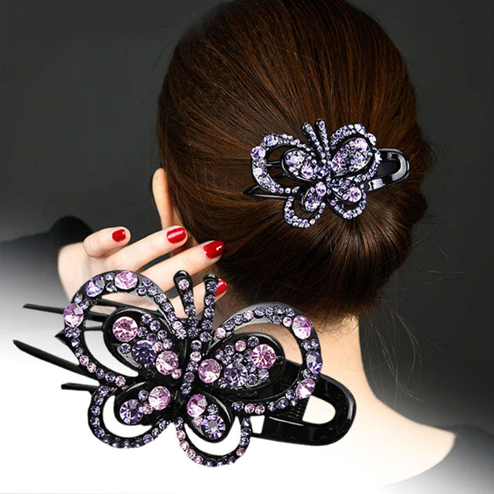 Rhinestone Butterflies Hair Clip 3 Claws Luxury Elegant Hairstyle Decoration Non-slip Women Duck Billed Clamp Fashion Image 8