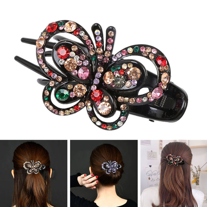 Rhinestone Butterflies Hair Clip 3 Claws Luxury Elegant Hairstyle Decoration Non-slip Women Duck Billed Clamp Fashion Image 9