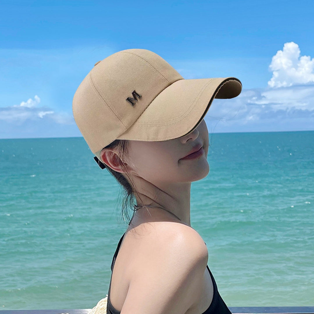 Baseball Hat Adjustable Extended Brim M Letter Decoration Sun Protection Sports Hat Summer Sports Supply Image 6