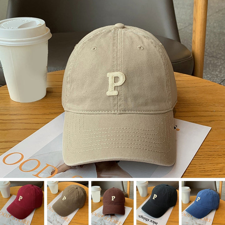 Unisex Embroidery P Letter Print Extended Brim Adjustable Baseball Hat Sunscreen Visor Sun Hat Fashion Accessories Image 1