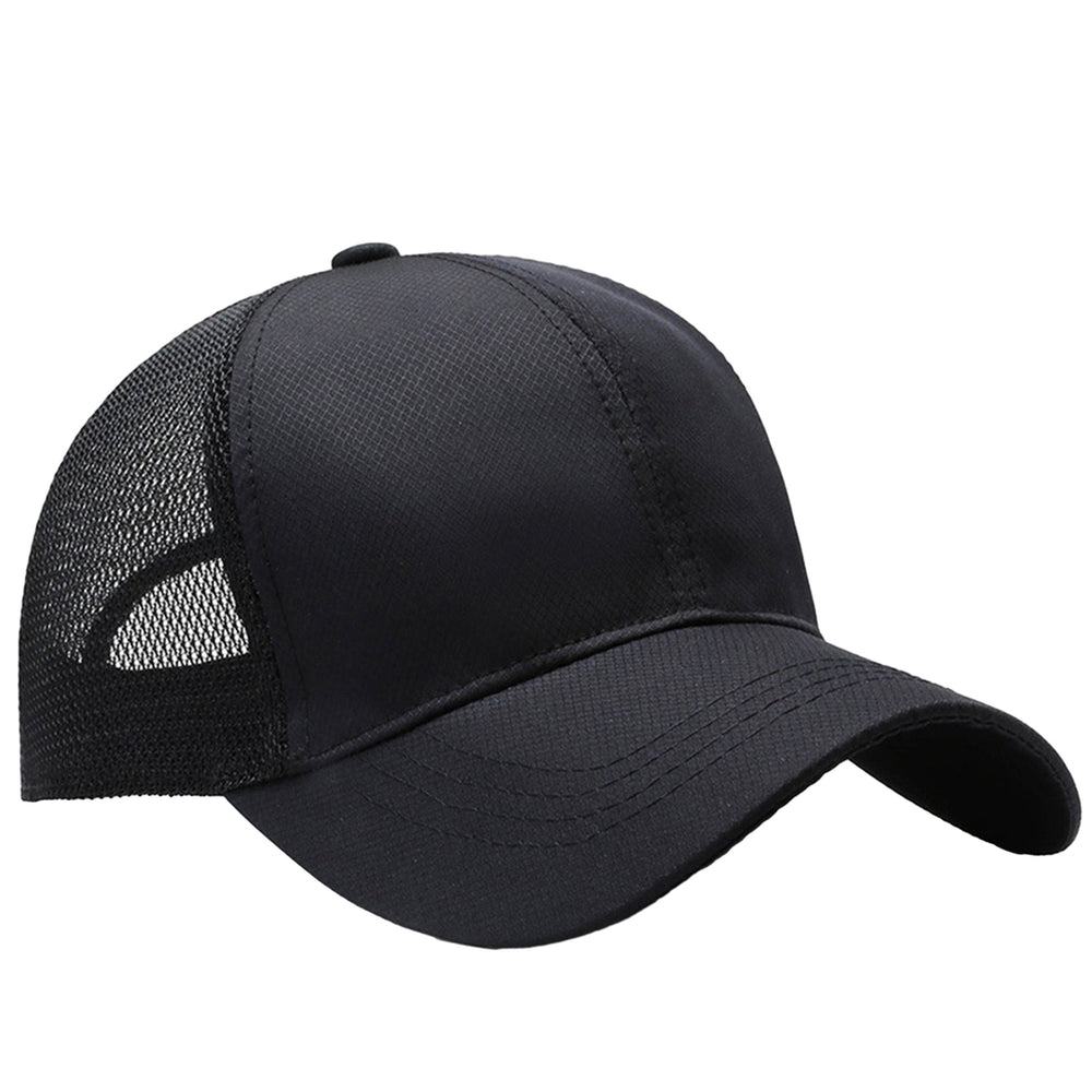 Summer Solid Color Extended Brim Adjustable Baseball Hat Men Sports Running Sunscreen Visor Mesh Splicing Sun Hat Image 2