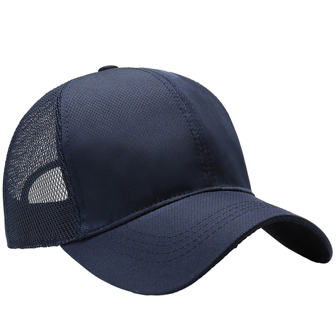 Summer Solid Color Extended Brim Adjustable Baseball Hat Men Sports Running Sunscreen Visor Mesh Splicing Sun Hat Image 4