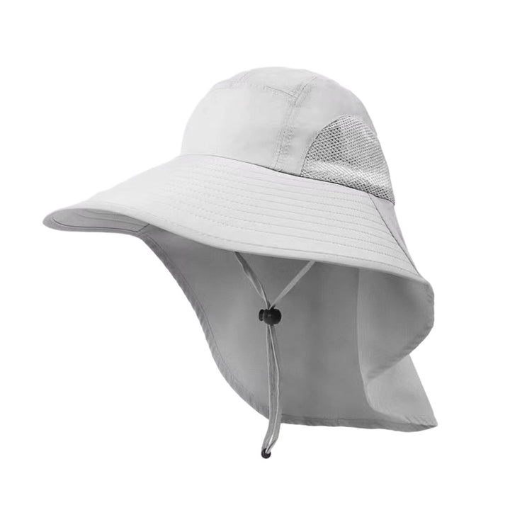 Summer Enlarged Widened Brim Fisherman Hat Shawl Design Adjustable Rope Outdoor Hiking Hat Unisex Breathable Mesh Image 3