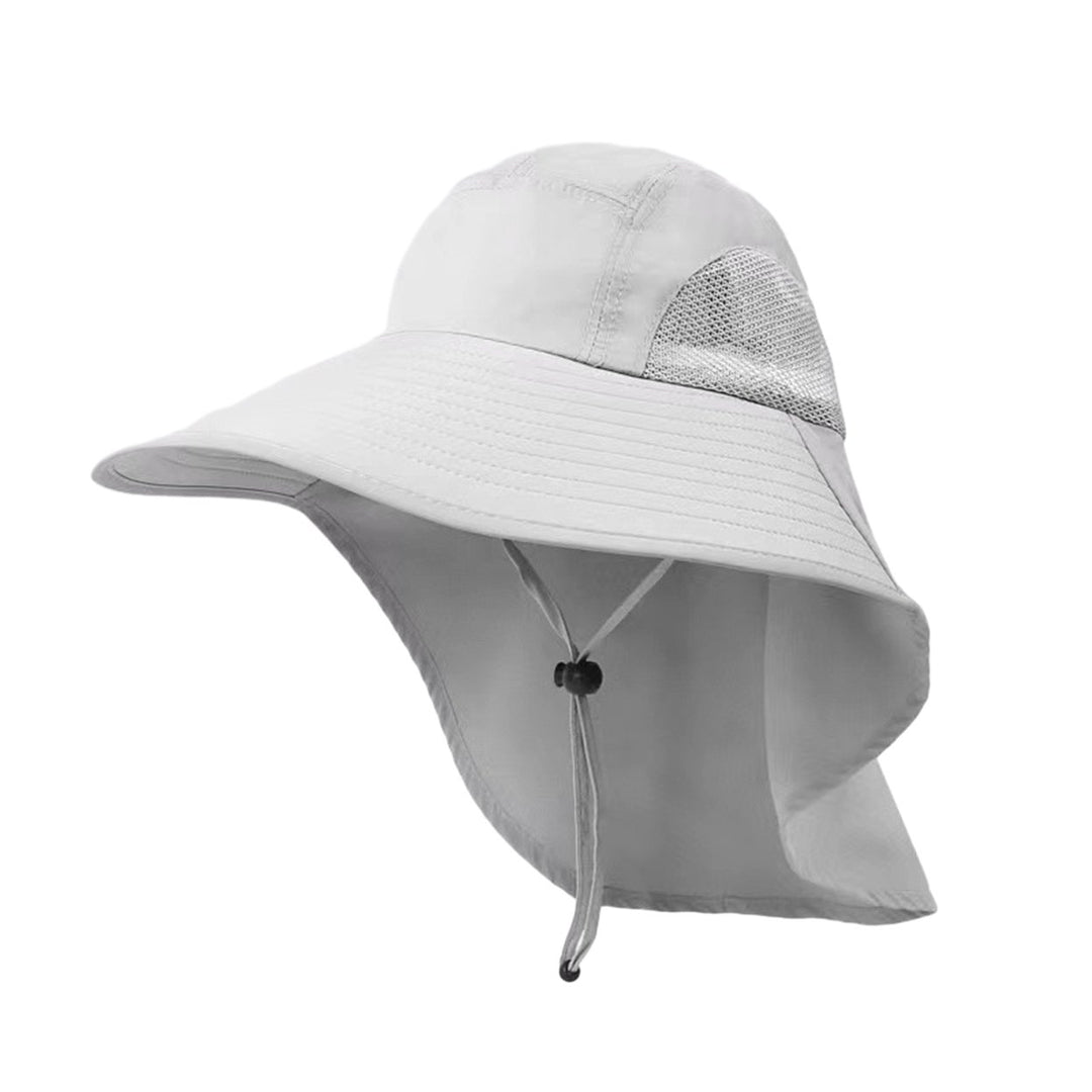 Summer Enlarged Widened Brim Fisherman Hat Shawl Design Adjustable Rope Outdoor Hiking Hat Unisex Breathable Mesh Image 1