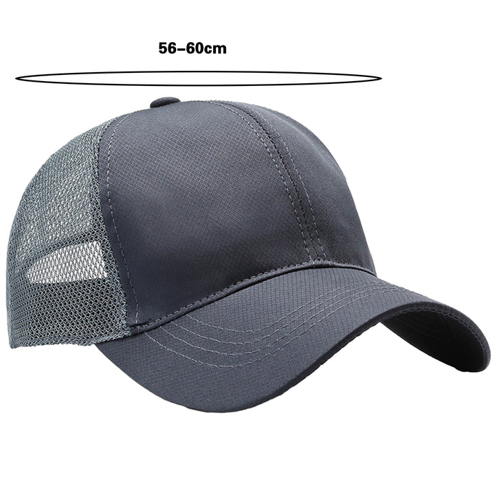 Summer Solid Color Extended Brim Adjustable Baseball Hat Men Sports Running Sunscreen Visor Mesh Splicing Sun Hat Image 8