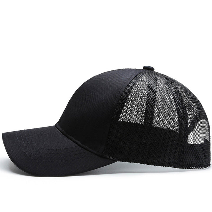 Summer Solid Color Extended Brim Adjustable Baseball Hat Men Sports Running Sunscreen Visor Mesh Splicing Sun Hat Image 9