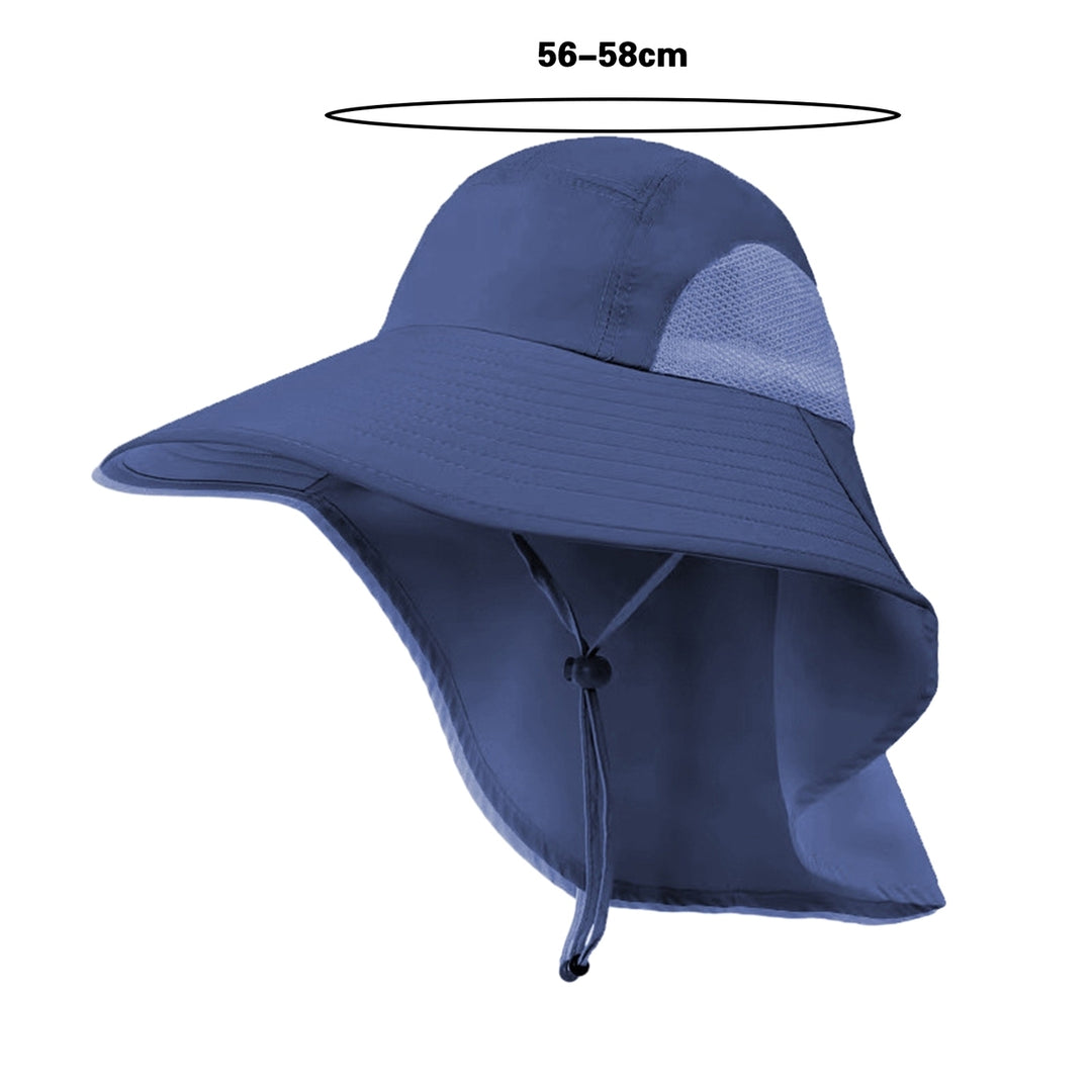 Summer Enlarged Widened Brim Fisherman Hat Shawl Design Adjustable Rope Outdoor Hiking Hat Unisex Breathable Mesh Image 11