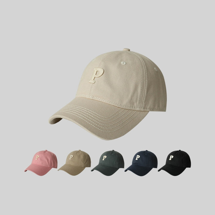 Unisex Embroidery P Letter Print Extended Brim Adjustable Baseball Hat Floppy Dome Large Head Circumference Sunscreen Image 1