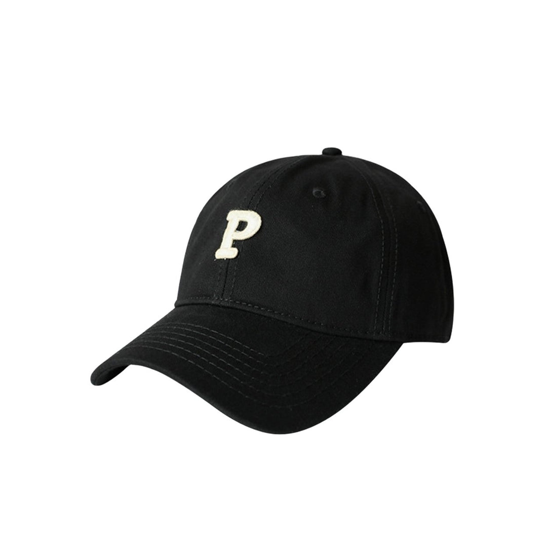 Unisex Embroidery P Letter Print Extended Brim Adjustable Baseball Hat Floppy Dome Large Head Circumference Sunscreen Image 2