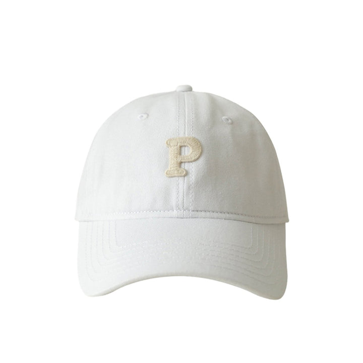 Unisex Embroidery P Letter Print Extended Brim Adjustable Baseball Hat Floppy Dome Large Head Circumference Sunscreen Image 3