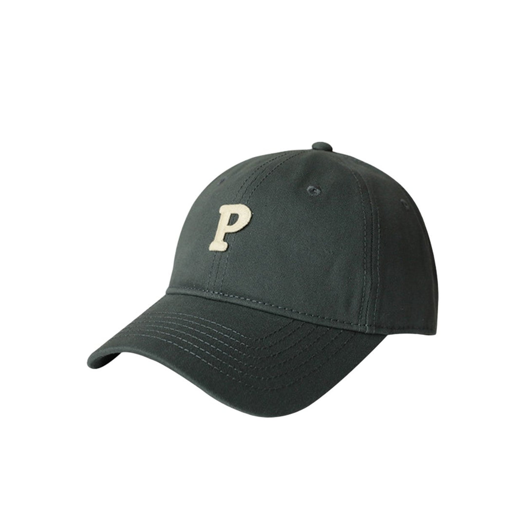 Unisex Embroidery P Letter Print Extended Brim Adjustable Baseball Hat Floppy Dome Large Head Circumference Sunscreen Image 4