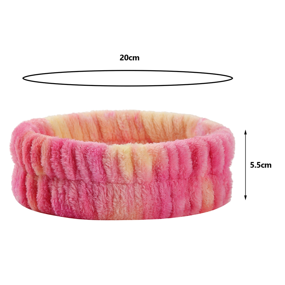 3Pcs/Set Tie Dye Print High Elasticity Makeup Headband Fluffy Sweet Microfiber Absorbent Flannel Spa Wristband Headband Image 11