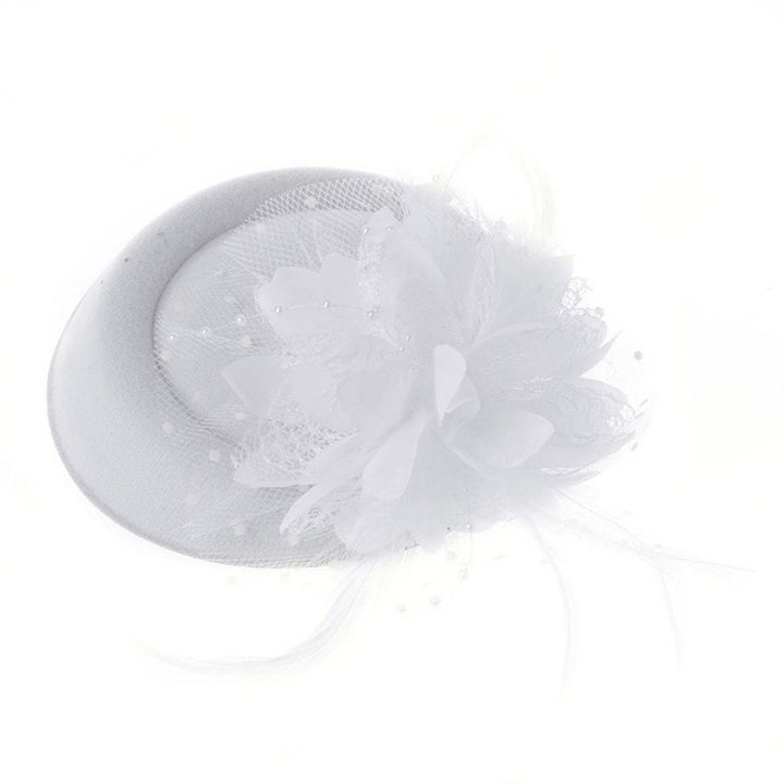 Exquisite Sweet Fascinator Hat with Hair Clip Decorative Anti-fall Faux Feather Flower Mesh Veil Hat Hair Accessories Image 1