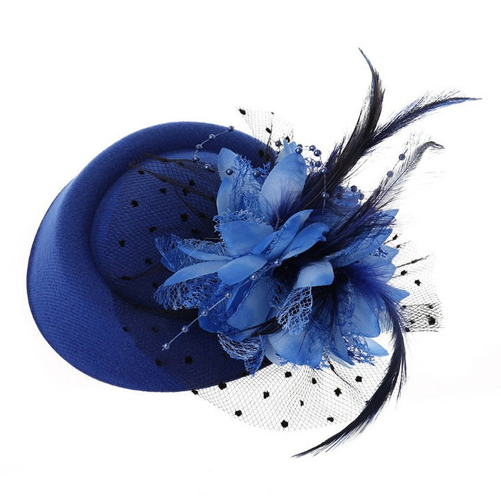 Exquisite Sweet Fascinator Hat with Hair Clip Decorative Anti-fall Faux Feather Flower Mesh Veil Hat Hair Accessories Image 6