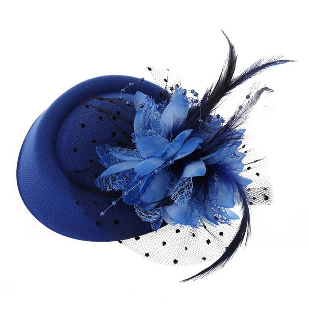 Exquisite Sweet Fascinator Hat with Hair Clip Decorative Anti-fall Faux Feather Flower Mesh Veil Hat Hair Accessories Image 1