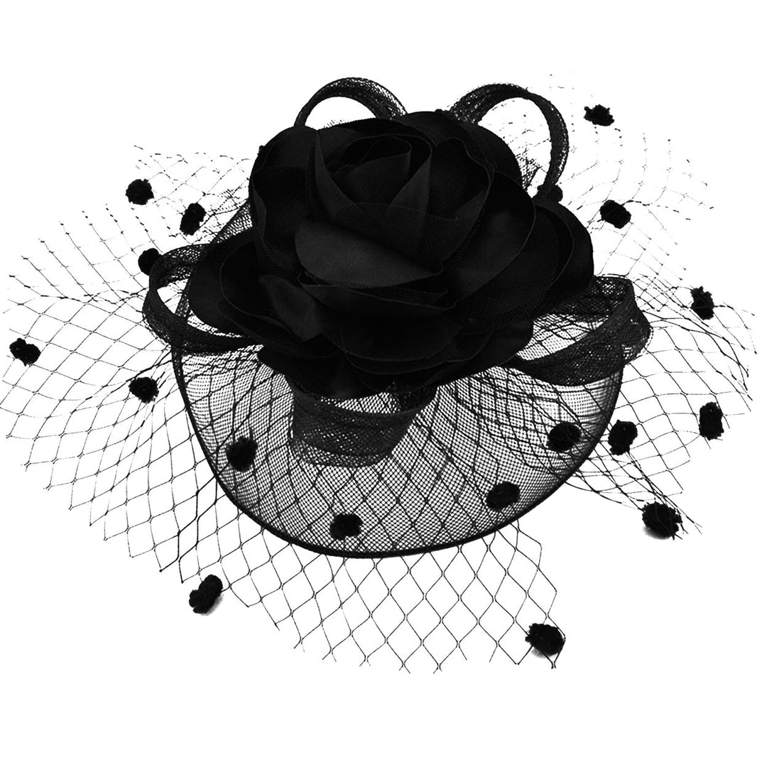 Women Felt Hat Veil Hollow Out Fishnet Flower Decor Dot Royal Hair Decoration Photograph Prop Bridal Wedding Lady Image 1