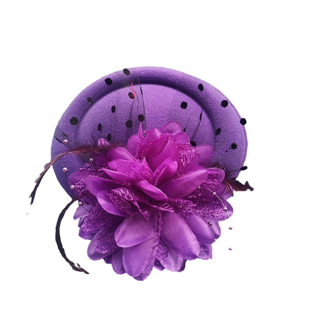 Exquisite Sweet Fascinator Hat with Hair Clip Decorative Anti-fall Faux Feather Flower Mesh Veil Hat Hair Accessories Image 7