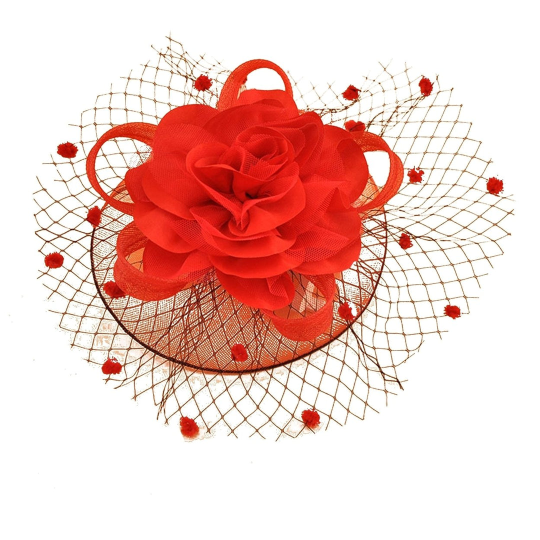 Women Felt Hat Veil Hollow Out Fishnet Flower Decor Dot Royal Hair Decoration Photograph Prop Bridal Wedding Lady Image 1