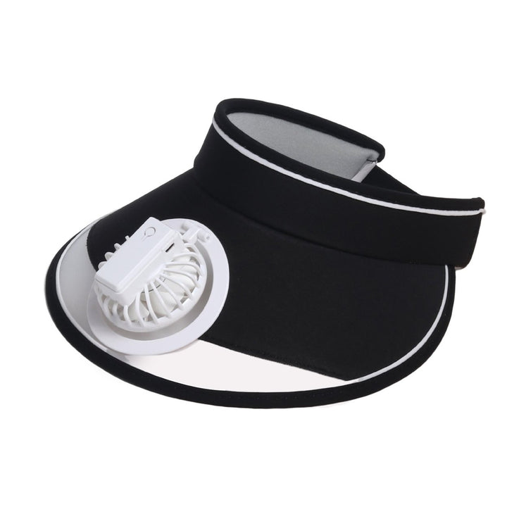 Extended Brim Empty Top Sun Hat with Cooling Fan Hair Hoop Design Kids Solid Color Sunshade Sport Hat Fashion Image 1